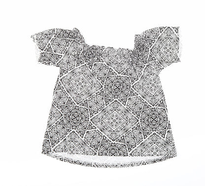 Primark Womens Black Geometric  Basic Blouse Size 12