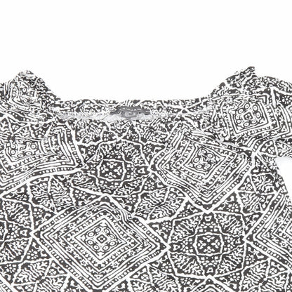 Primark Womens Black Geometric  Basic Blouse Size 12