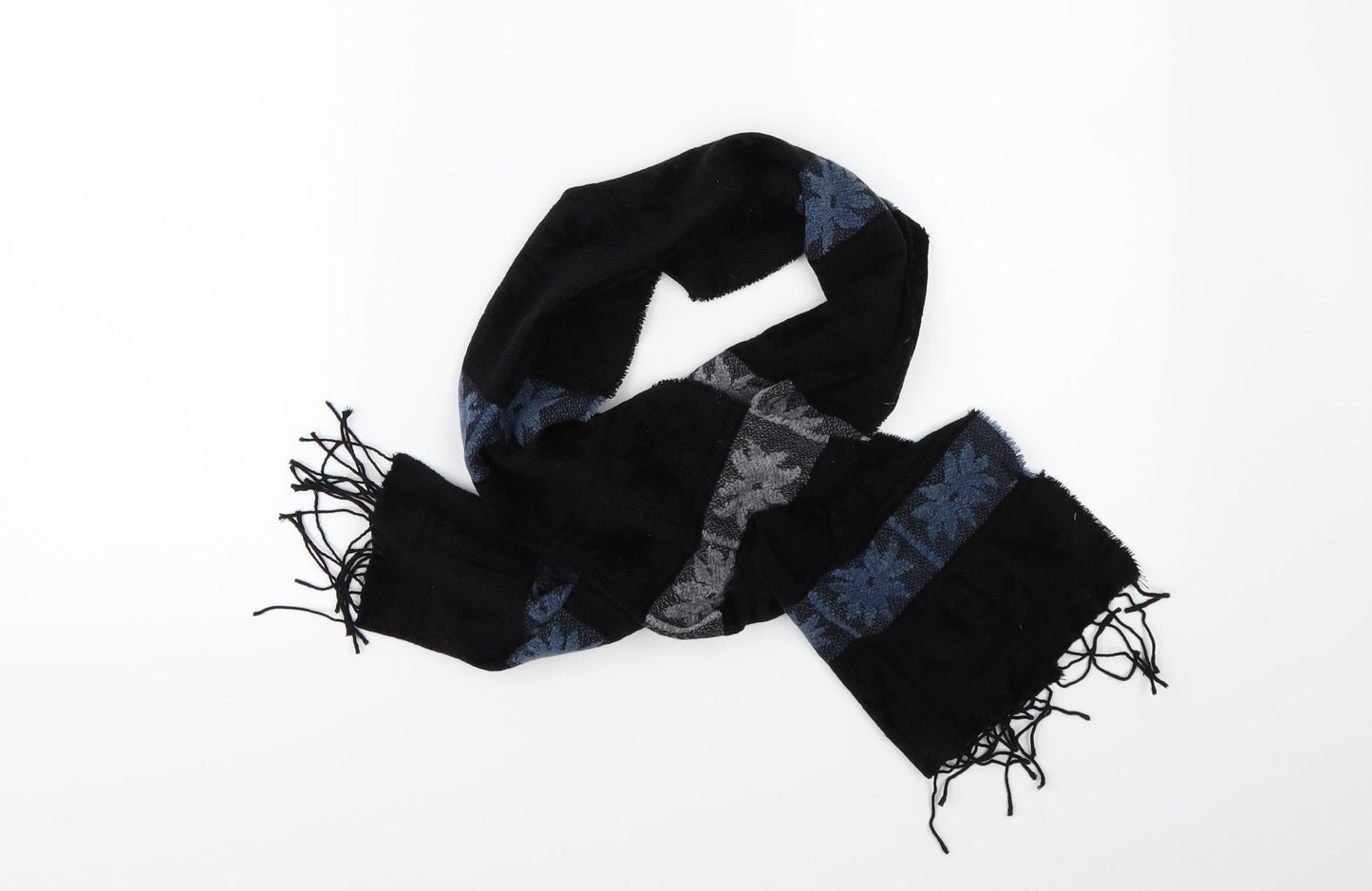 Preworn Mens Black Floral  Scarf  One Size