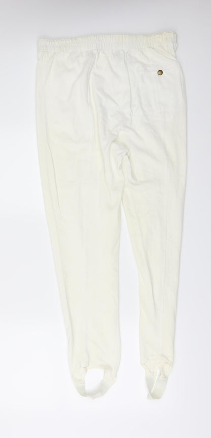 STEPHANIE Womens Ivory   Pedal Pusher Trousers Size L L27 in