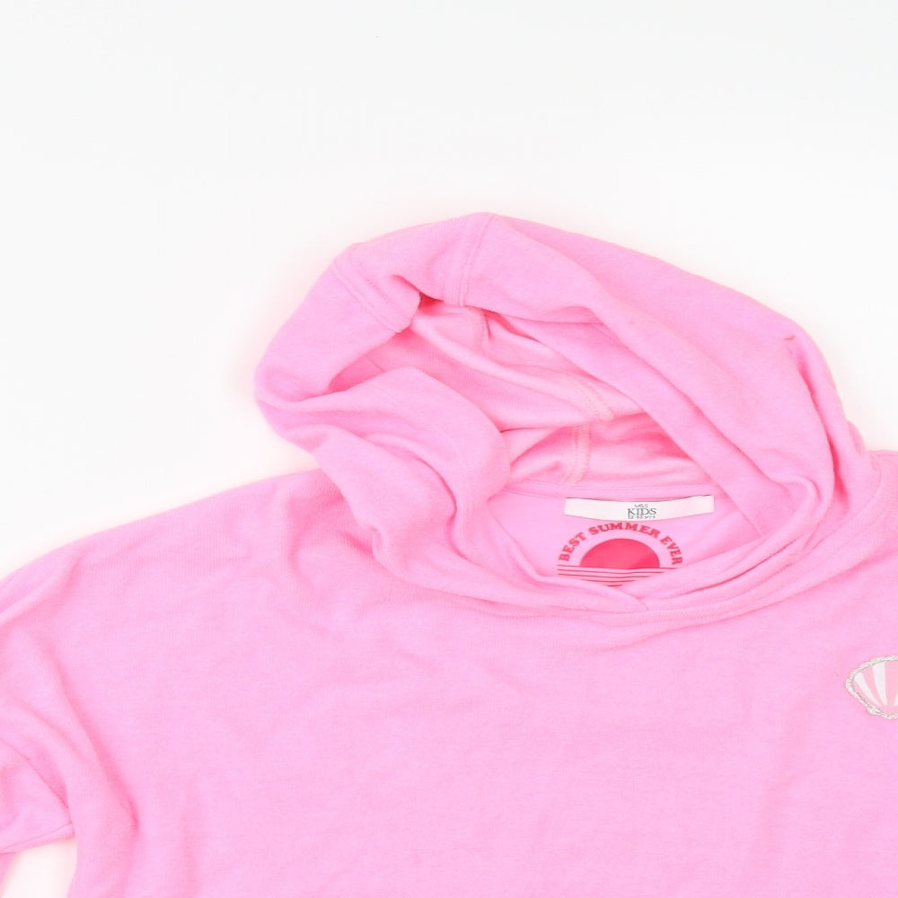 Marks and Spencer Girls Pink   Pullover Hoodie Size 12-13 Years  - CROPPED