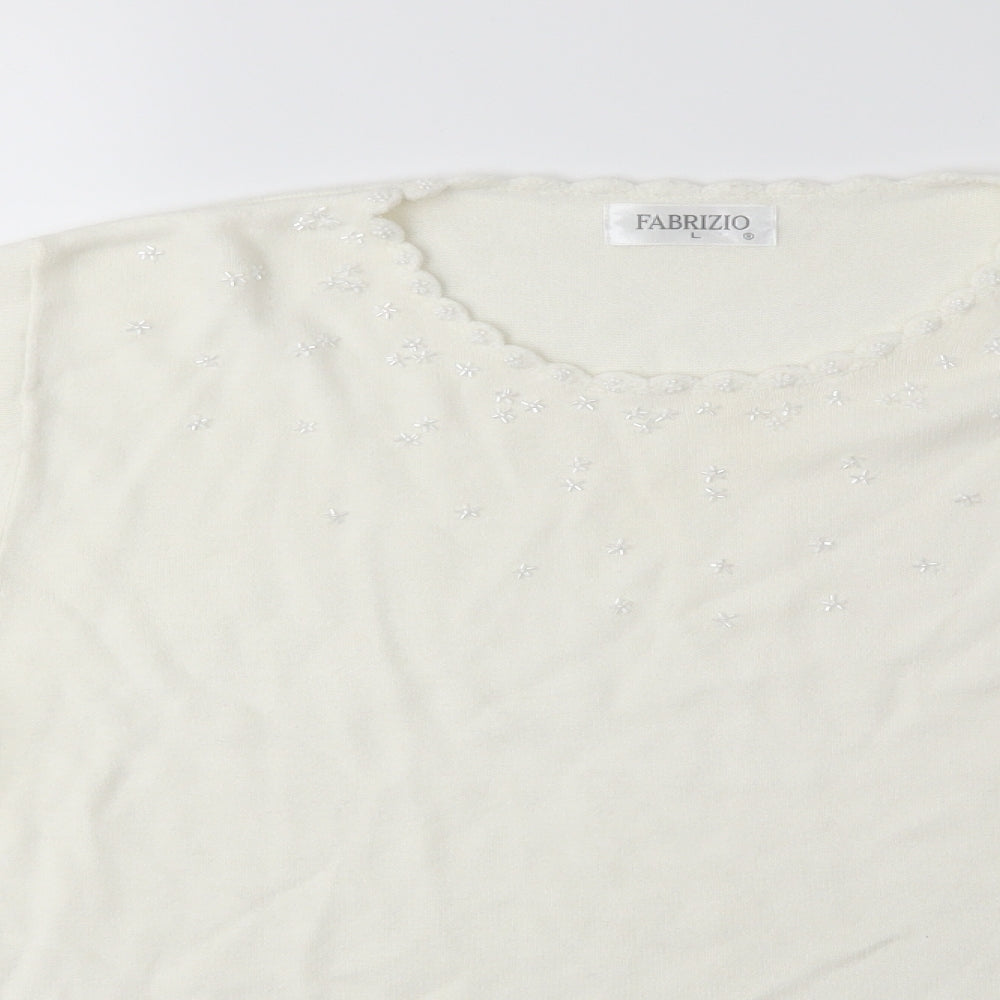 Fabrizio Womens White  Knit Pullover Jumper Size L