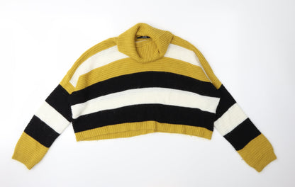 Quiz Womens Yellow Striped Knit Pullover Jumper Size L