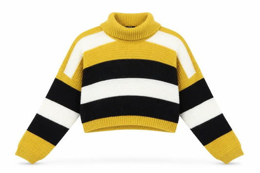 Quiz Womens Yellow Striped Knit Pullover Jumper Size L