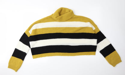 Quiz Womens Yellow Striped Knit Pullover Jumper Size L