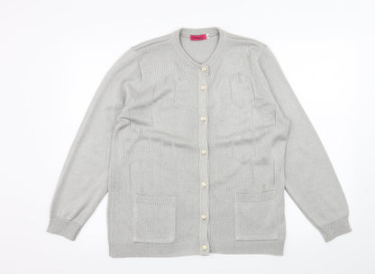Elegant Collection Womens Grey  Knit Cardigan Jumper Size M