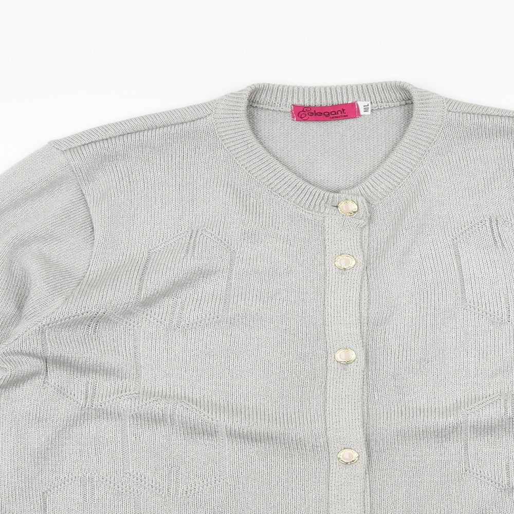 Elegant Collection Womens Grey  Knit Cardigan Jumper Size M