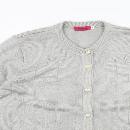 Elegant Collection Womens Grey  Knit Cardigan Jumper Size M