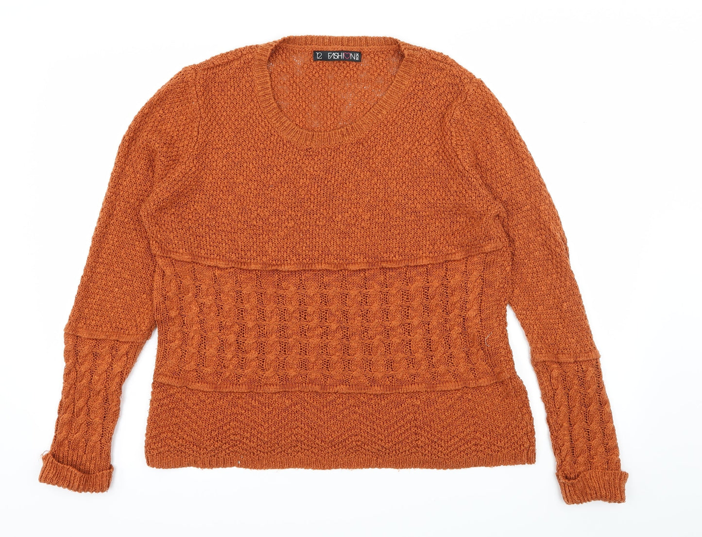 Fashion Box Womens Orange  Knit Pullover Jumper Size 12