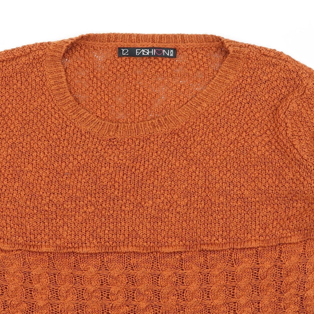 Fashion Box Womens Orange  Knit Pullover Jumper Size 12