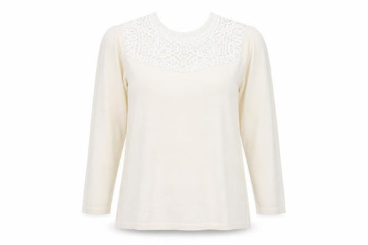 Soon Womens White  Knit Pullover Jumper Size 18  - Crochet detail