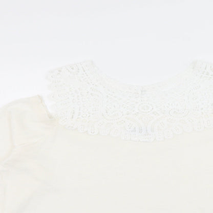 Soon Womens White  Knit Pullover Jumper Size 18  - Crochet detail