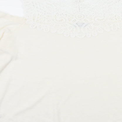 Soon Womens White  Knit Pullover Jumper Size 18  - Crochet detail