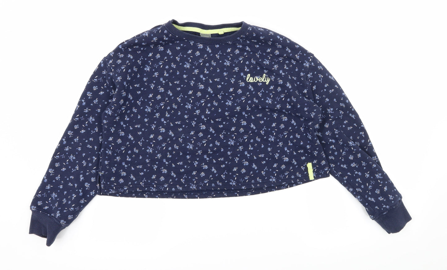 NEXT Girls Blue Floral Jersey Pullover Sweatshirt Size 12 Years  - Lovely