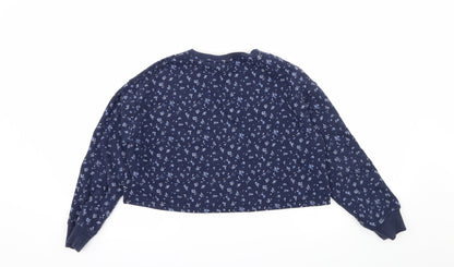 NEXT Girls Blue Floral Jersey Pullover Sweatshirt Size 12 Years  - Lovely