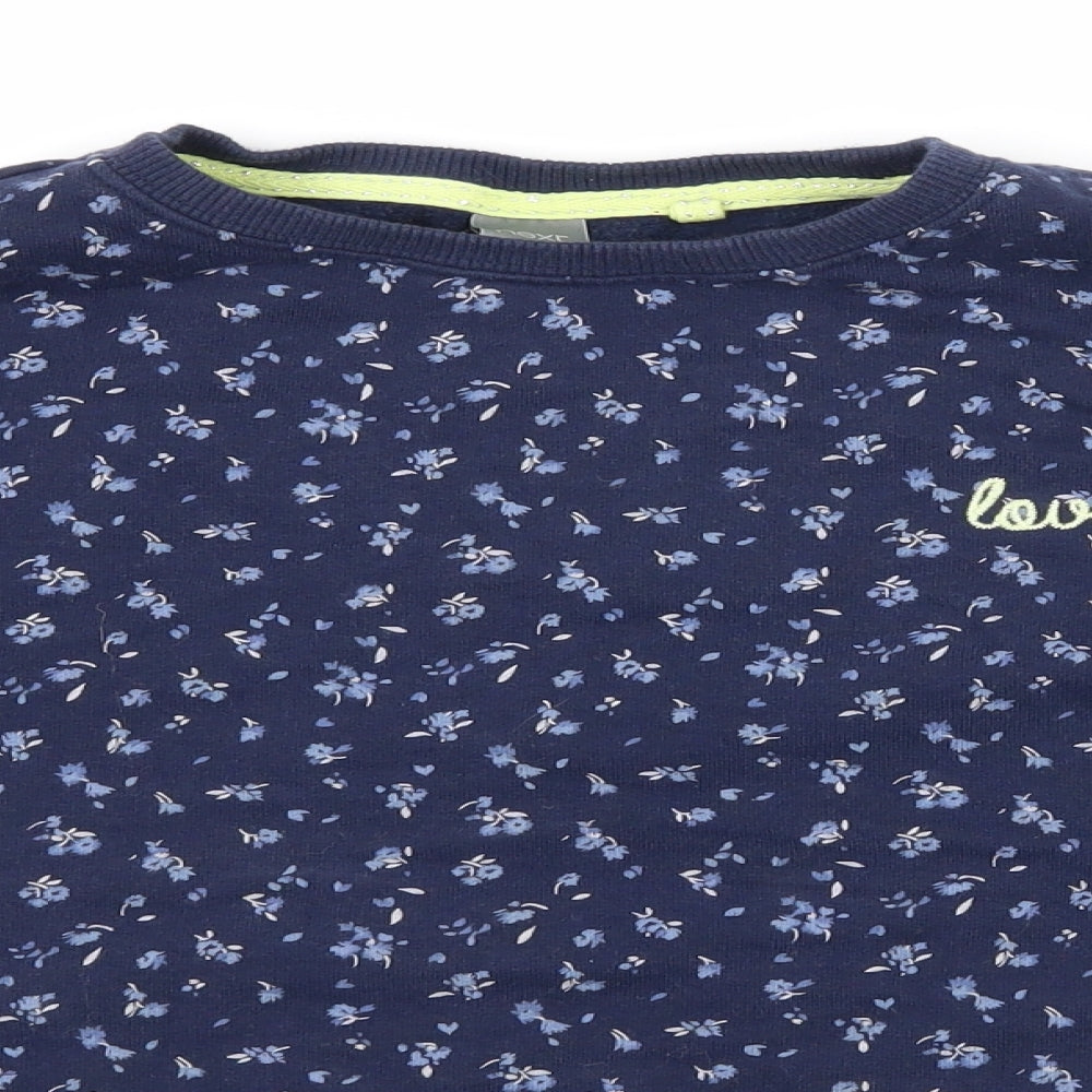 NEXT Girls Blue Floral Jersey Pullover Sweatshirt Size 12 Years  - Lovely