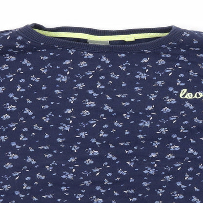 NEXT Girls Blue Floral Jersey Pullover Sweatshirt Size 12 Years  - Lovely