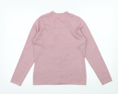 Damart Womens Pink  Knit Pullover Jumper Size 8  - Flower Detail