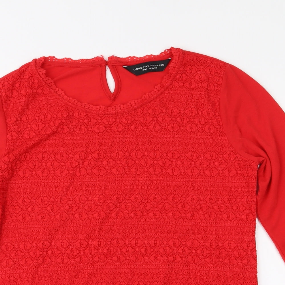 Womens UK Size 10 Dorothy Perkins Red Basic Blouse