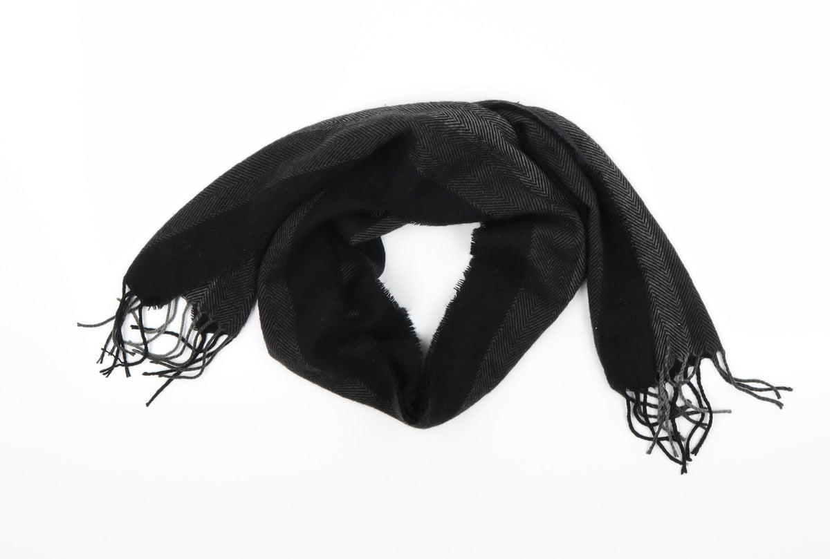 Front view of Preworn unisex black check scarf