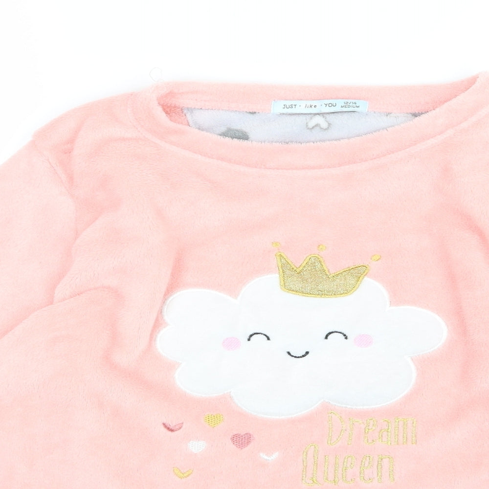 Just Like You Womens Pink  Fleece Top Pyjama Top Size M  - Dream Queen