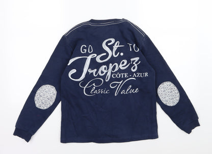 Divonette Girls Blue Paisley Jersey Pullover Sweatshirt Size 11 Years