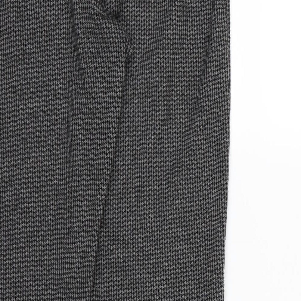 New Look Womens Grey Houndstooth Jersey Trousers  Size 12 L28 in
