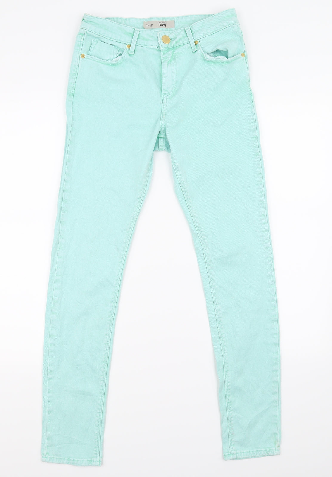 Topshop Womens Green  Denim Skinny Jeans Size 28 in L30 in