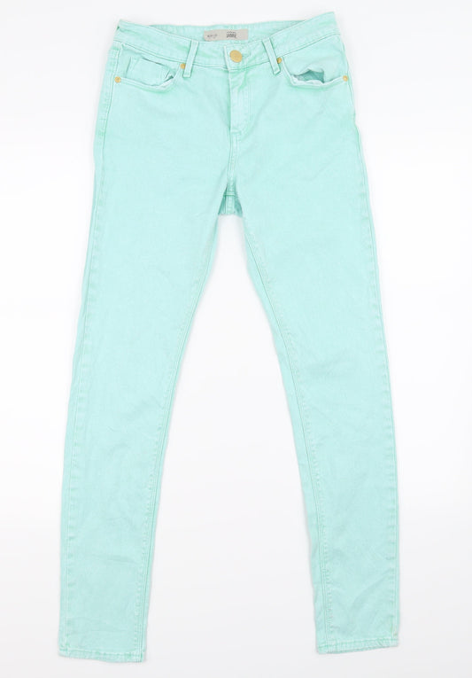 Topshop Womens Green  Denim Skinny Jeans Size 28 in L30 in