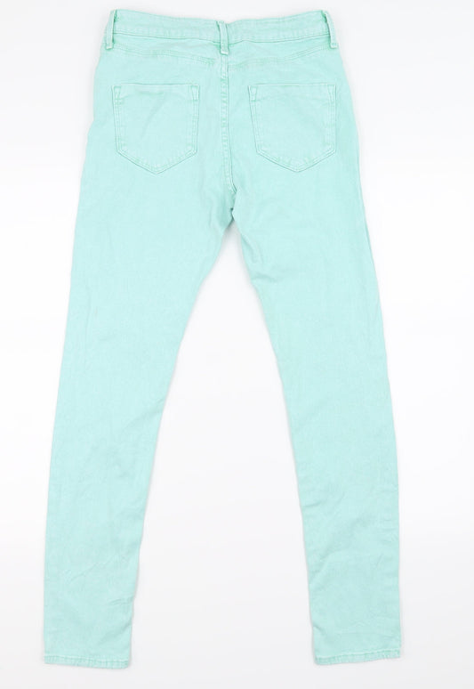 Topshop Womens Green  Denim Skinny Jeans Size 28 in L30 in