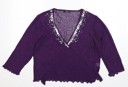 BM Womens Purple  Knit Cardigan Jumper Size XL