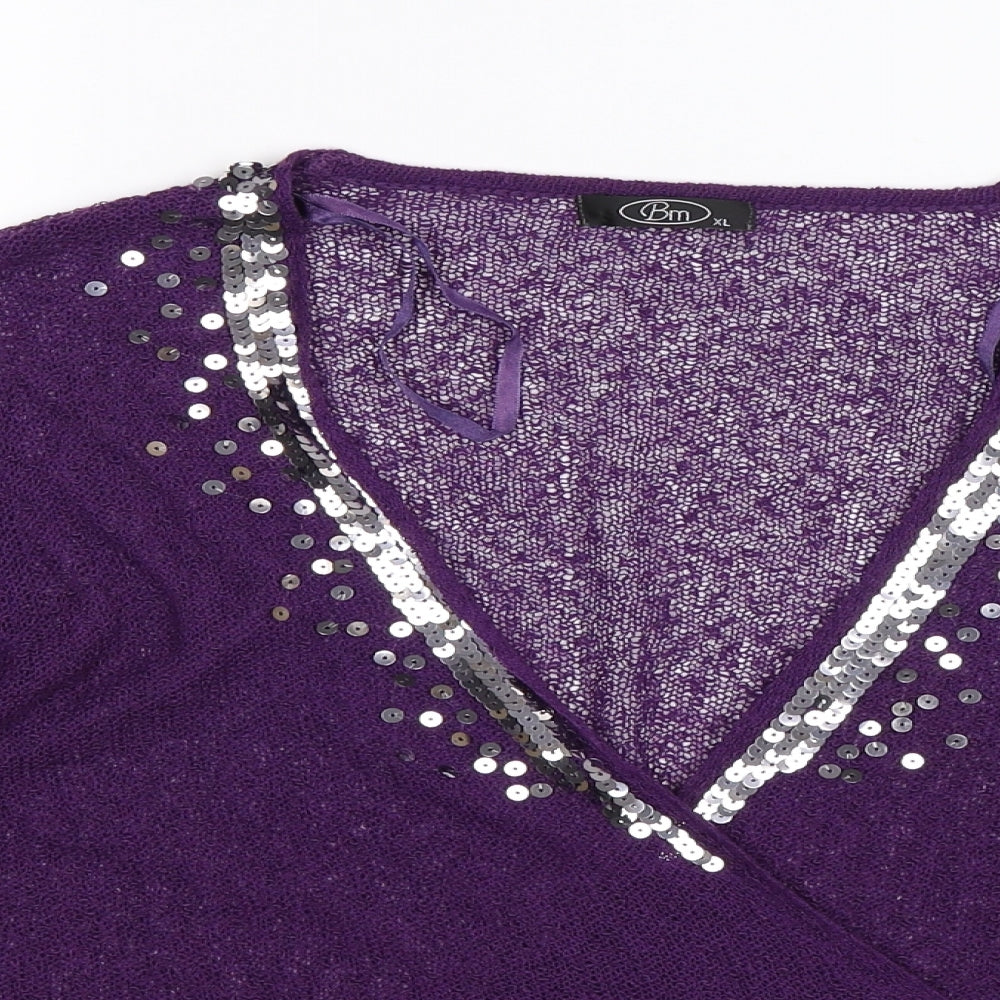 BM Womens Purple  Knit Cardigan Jumper Size XL