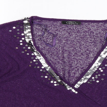 BM Womens Purple  Knit Cardigan Jumper Size XL