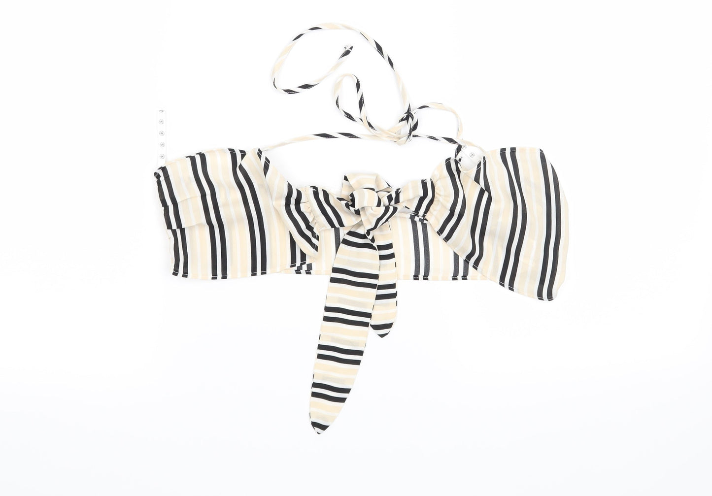 Missguided Womens Beige Striped  Cropped Blouse Size 10