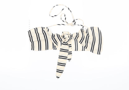 Missguided Womens Beige Striped  Cropped Blouse Size 10