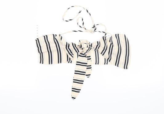 Missguided Womens Beige Striped  Cropped Blouse Size 10