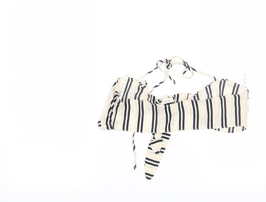 Missguided Womens Beige Striped  Cropped Blouse Size 10