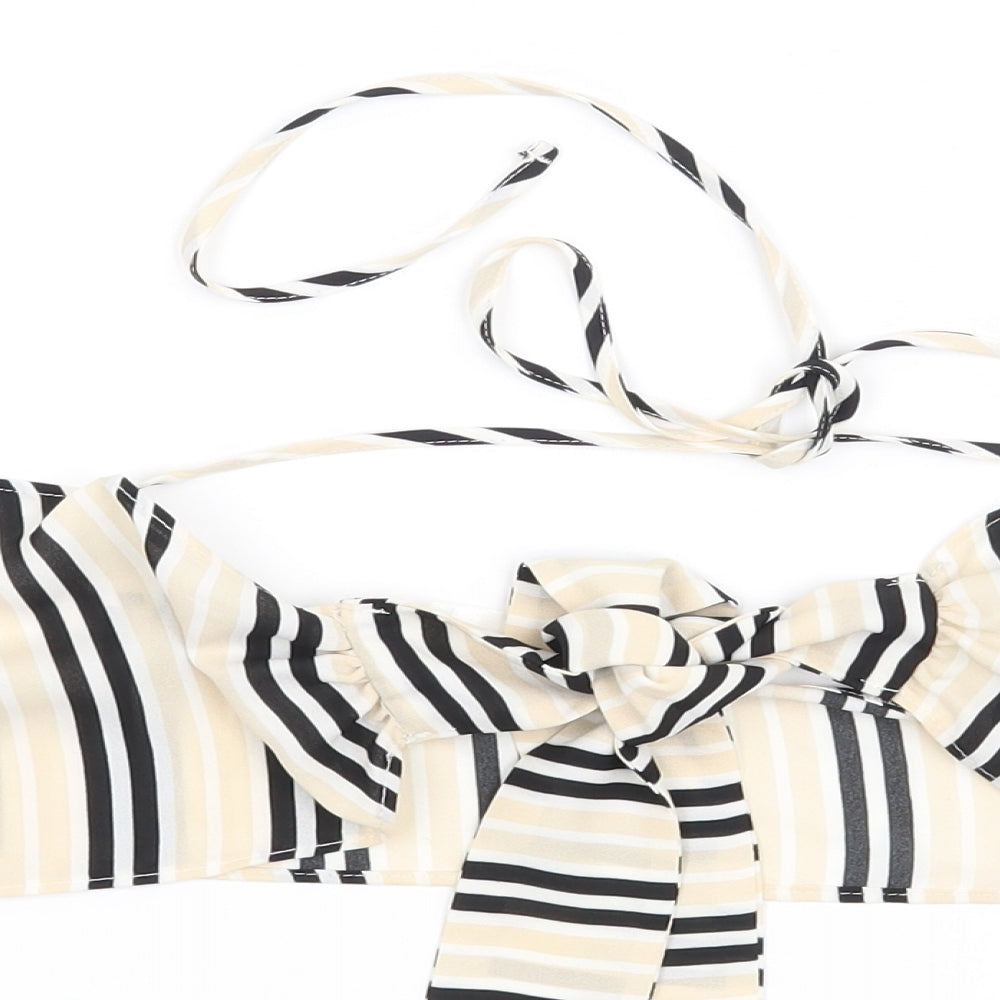 Missguided Womens Beige Striped  Cropped Blouse Size 10