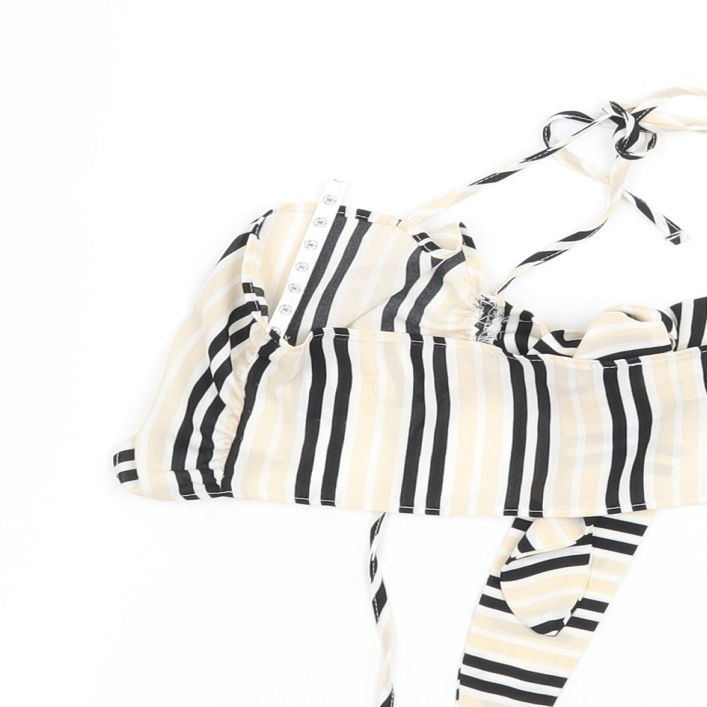 Missguided Womens Beige Striped  Cropped Blouse Size 10