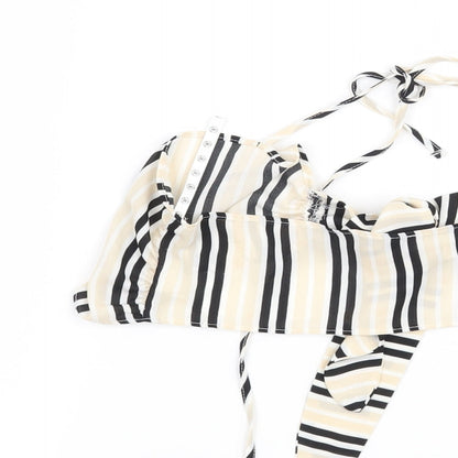 Missguided Womens Beige Striped  Cropped Blouse Size 10