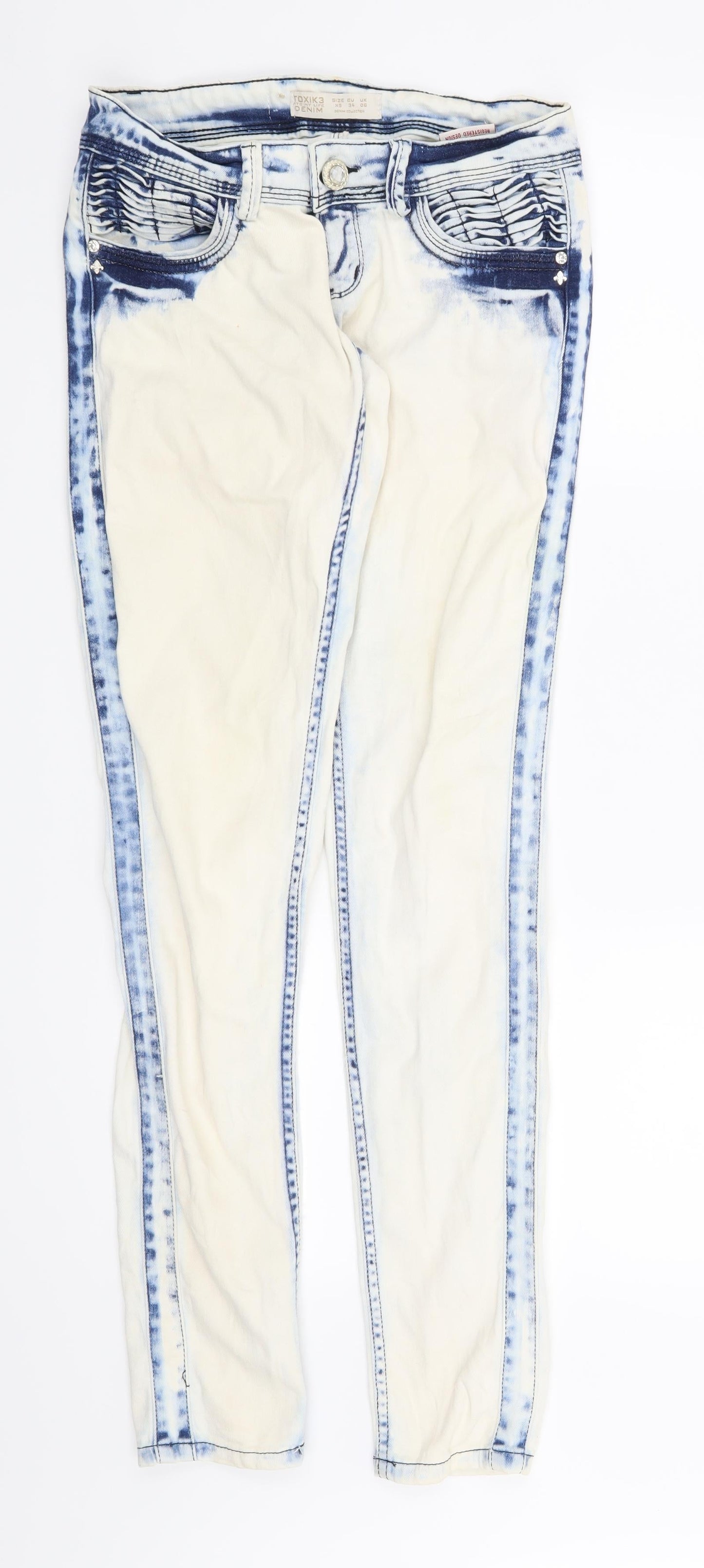 Womens UK Size 6 Preworn Regular Fit Skinny Beige Jeans