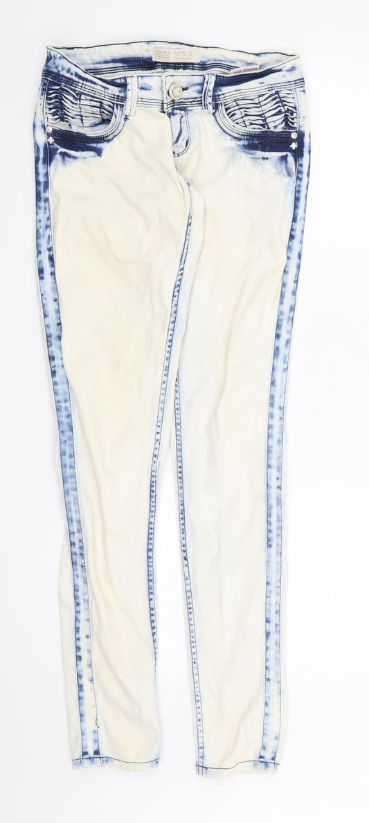 Womens UK Size 6 Preworn Regular Fit Skinny Beige Jeans