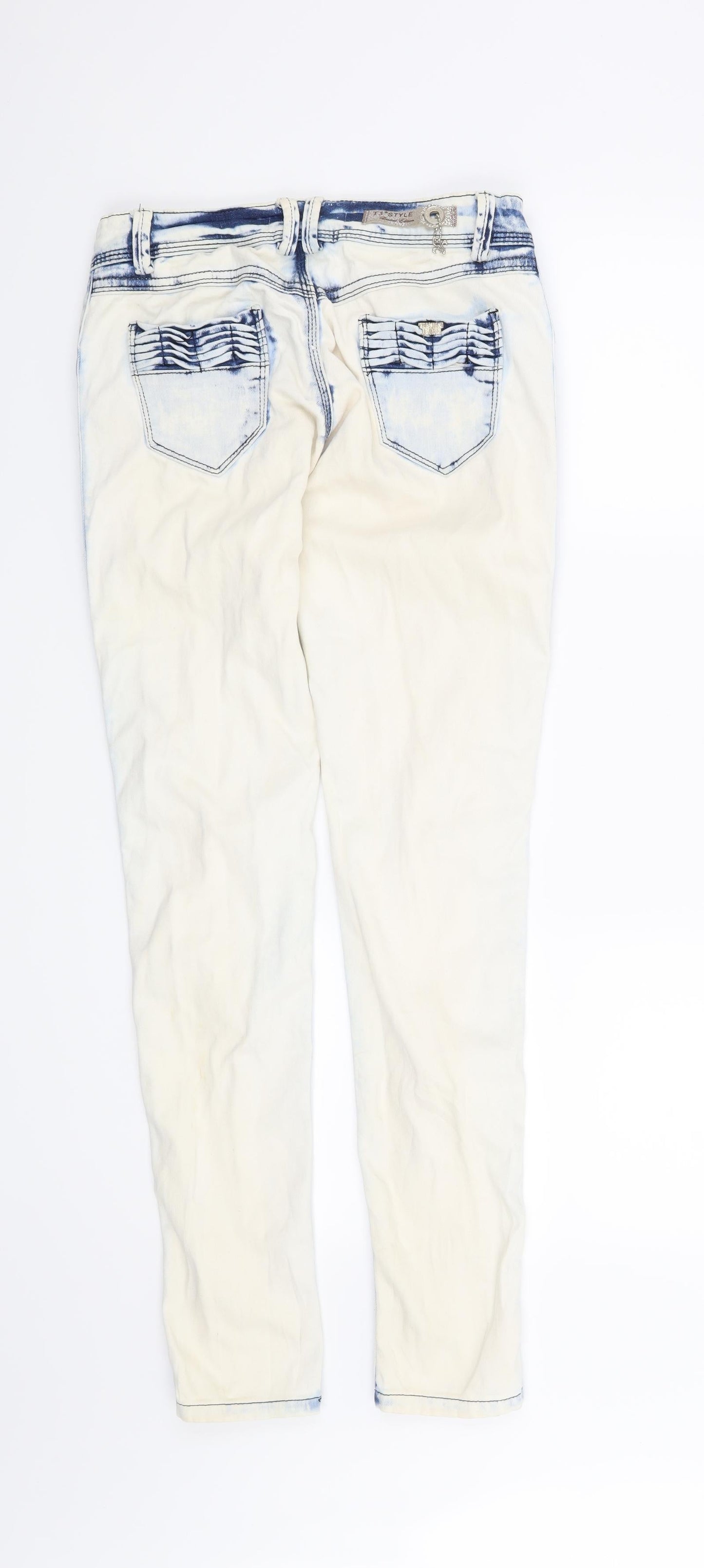 Womens UK Size 6 Preworn Regular Fit Skinny Beige Jeans