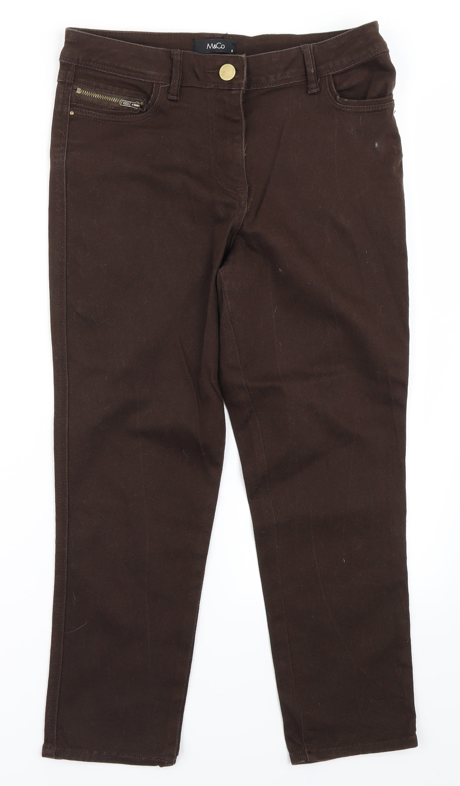 M&Co Womens Brown   Straight Jeans Size 8 L22 in