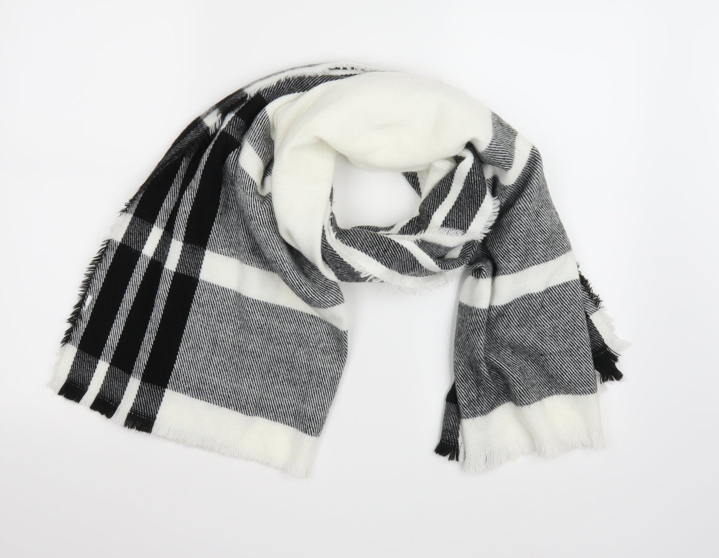 Preworn Womens White Check Knit  Scarf