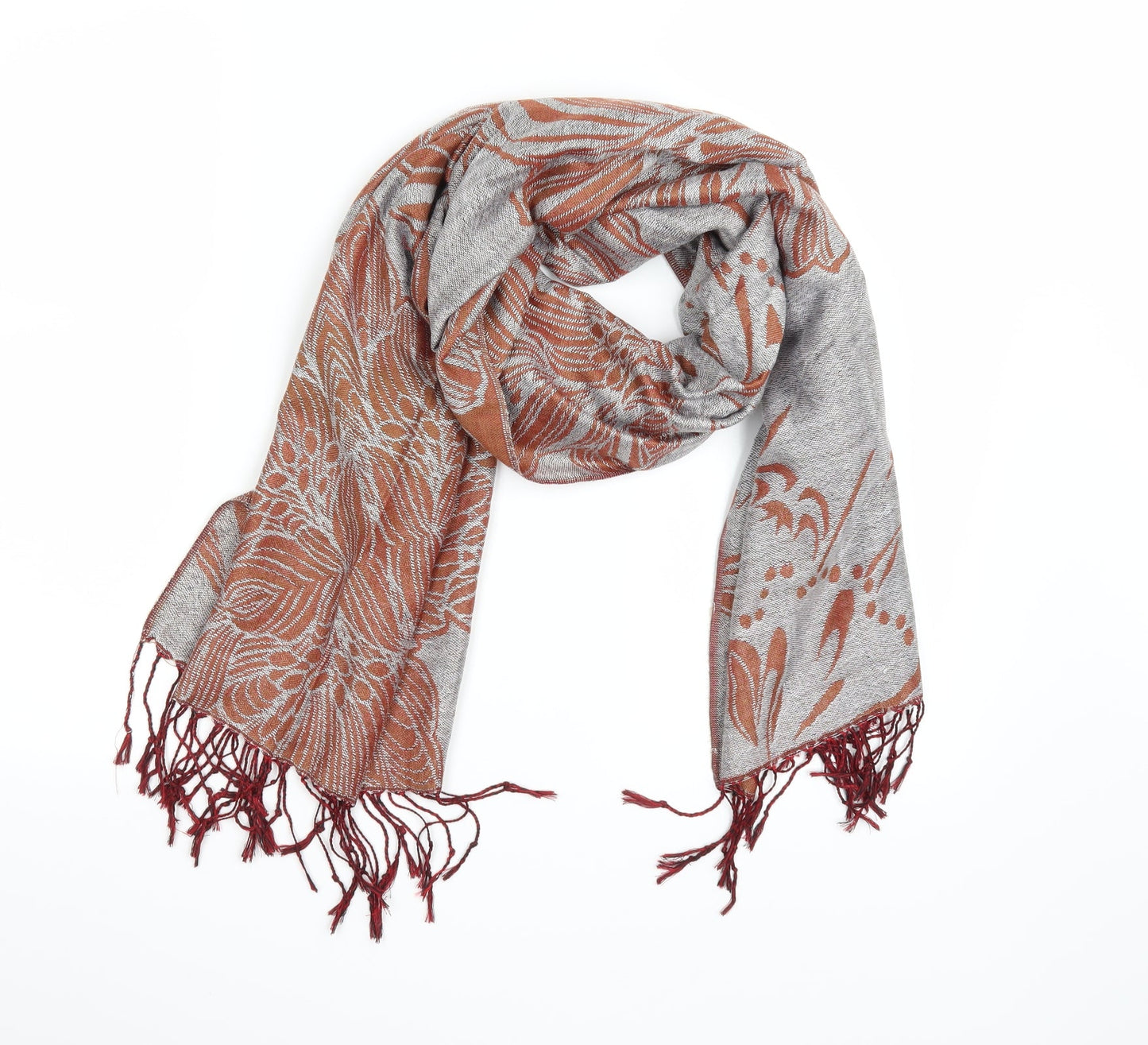 Preworn Womens Orange Floral   Scarf