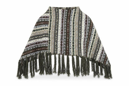 Preworn Womens Green Striped Knit  Shawl/Wrap