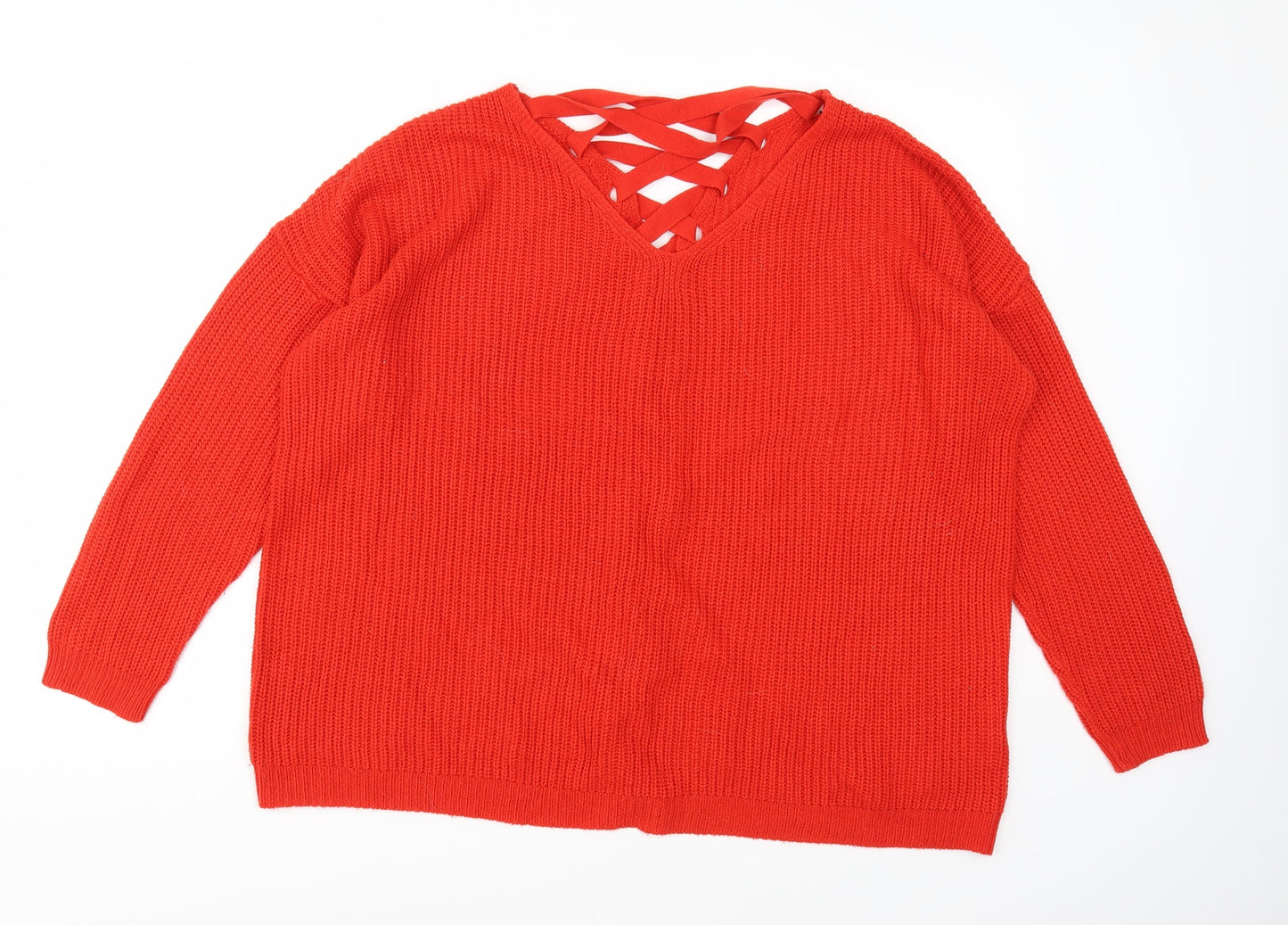 CAPSULE Womens Red  Knit Pullover Jumper Size 18