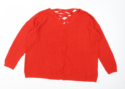 CAPSULE Womens Red  Knit Pullover Jumper Size 18
