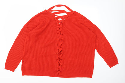 CAPSULE Womens Red  Knit Pullover Jumper Size 18